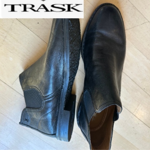 TRASK Chelsea black leather ankle boot, 7.5, CB2464 - Picture 1 of 7